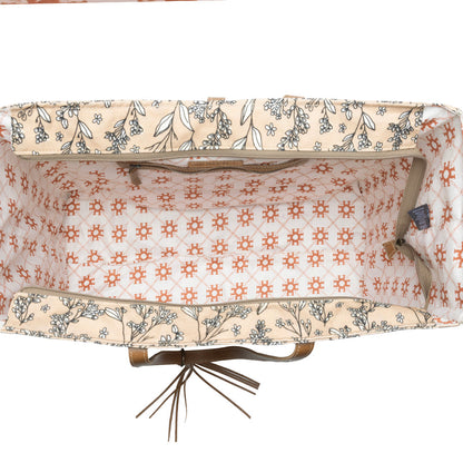 Myra Brookside Cotton & Leather Weekender Bag in Warm Tan Myra USA