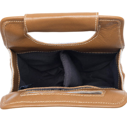Myra Cypress Field Hairon Leather Wine Bottle Holder in Tan Beige Myra USA