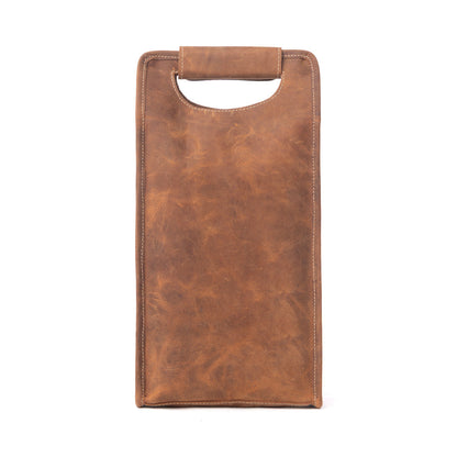 Myra Cypress Field Hairon Leather Wine Bottle Holder in Shadow Cream Chestnut Brown Myra USA