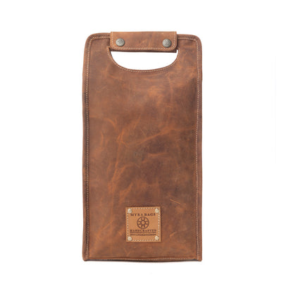 Myra Cypress Field Hairon Leather Wine Bottle Holder in Shadow Cream Chestnut Brown Myra USA