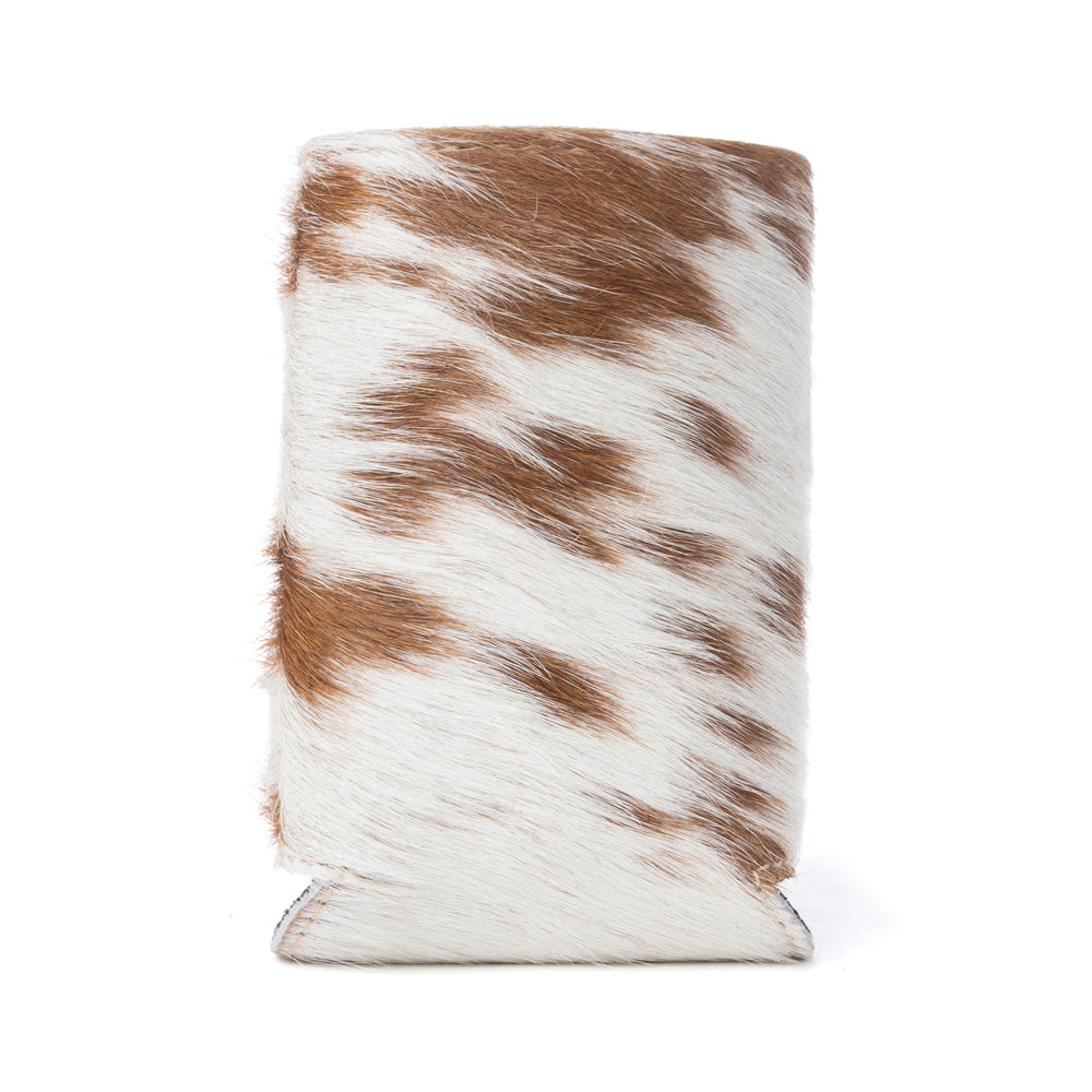 Myra Birch Valley Hairon Leather Beer Can Holder in Toffee Cream Myra USA