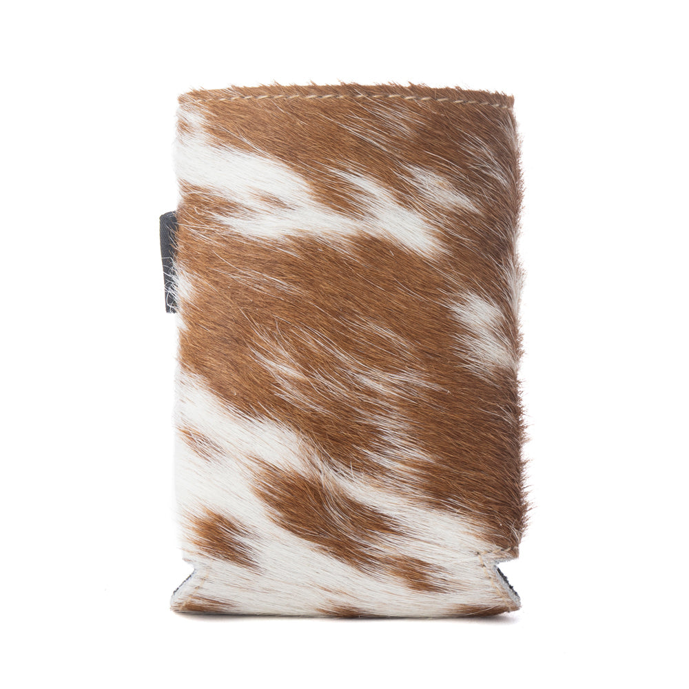 Myra Birch Valley Hairon Leather Beer Can Holder in Toffee Cream Myra USA