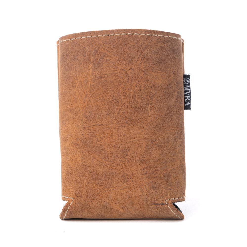 Myra Birch Valley Hairon Leather Beer Can Holder in Dusty Caramel Myra USA