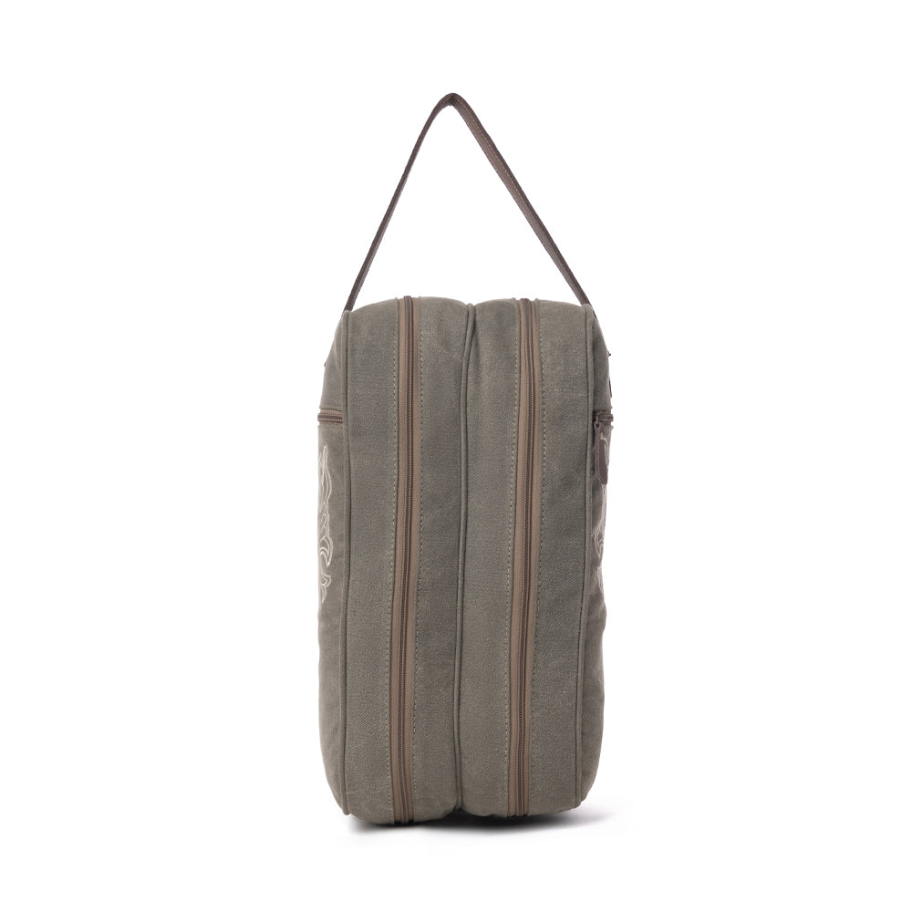 Myra Sunstone Cotton & Leather Boot Bag in Clay Fern Myra USA