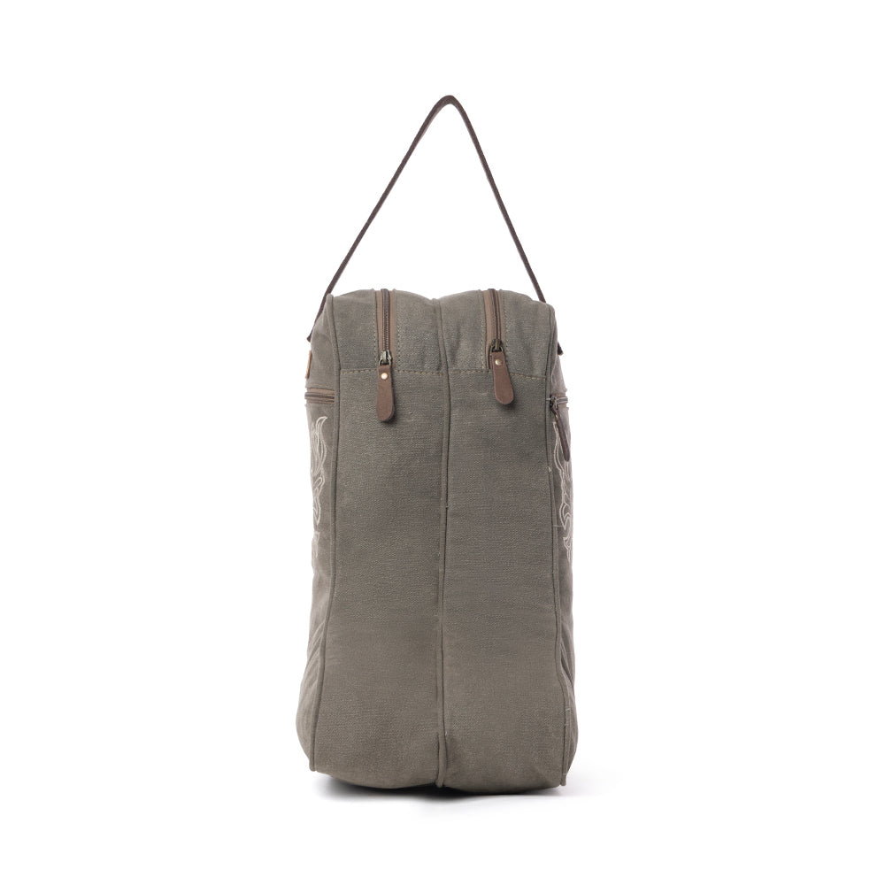 Myra Sunstone Cotton & Leather Boot Bag in Clay Fern Myra USA