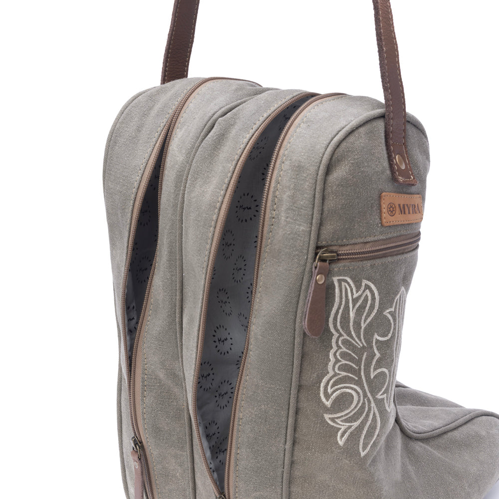 Myra Sunstone Cotton & Leather Boot Bag in Clay Fern Myra USA
