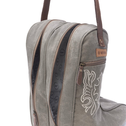 Myra Sunstone Cotton & Leather Boot Bag in Clay Fern Myra USA