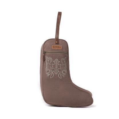 Myra Sunstone Cotton & Leather Boot Bag in Sandy Taupe Myra USA