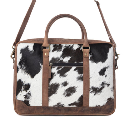 Myra Ironpeak Hairon Leather Laptop Bag in Coal Snow Myra USA