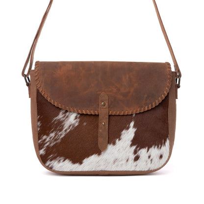 Myra Honey Field Hairon Leather Messenger Bag in Sable Mist Myra USA