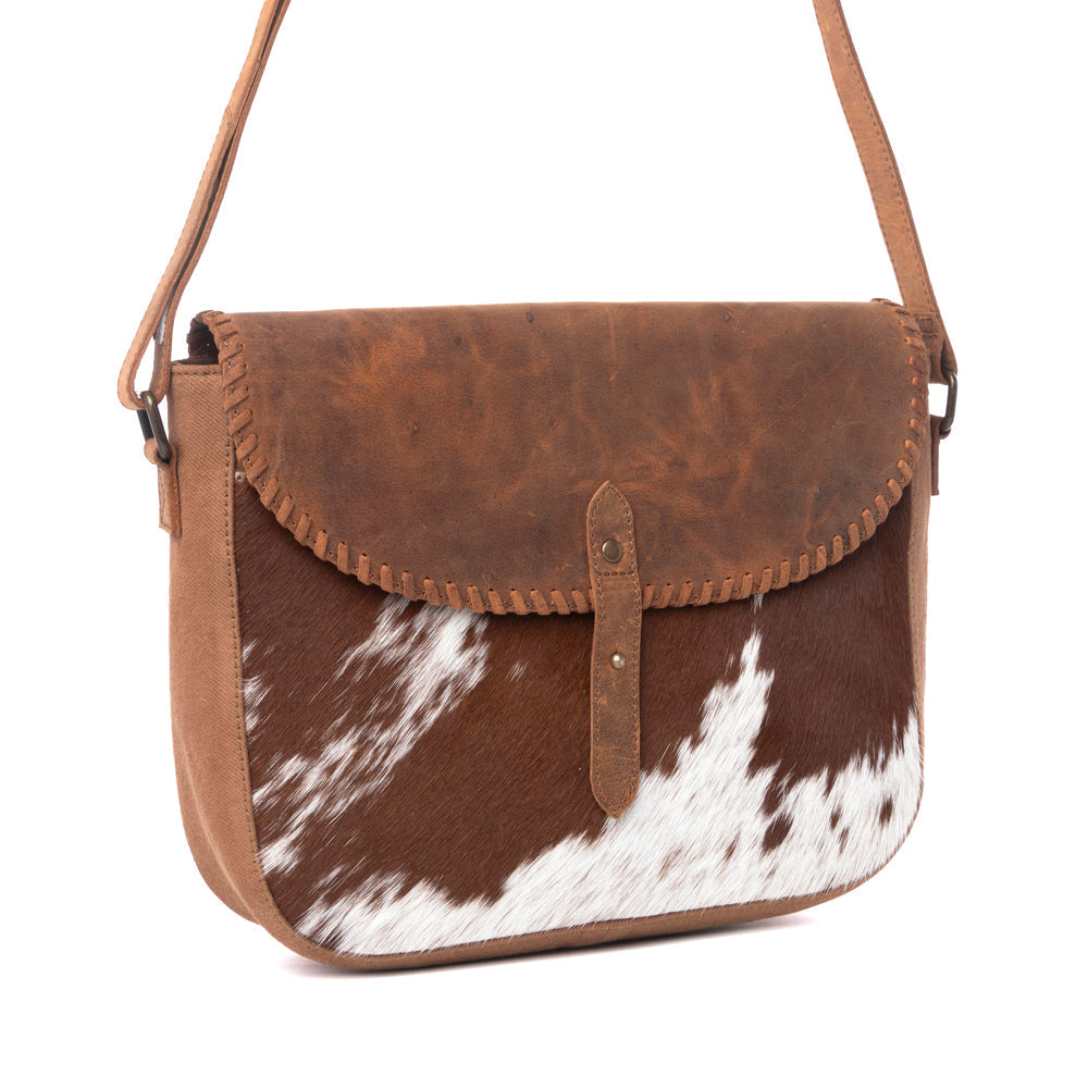 Myra Honey Field Hairon Leather Messenger Bag in Sable Mist Myra USA