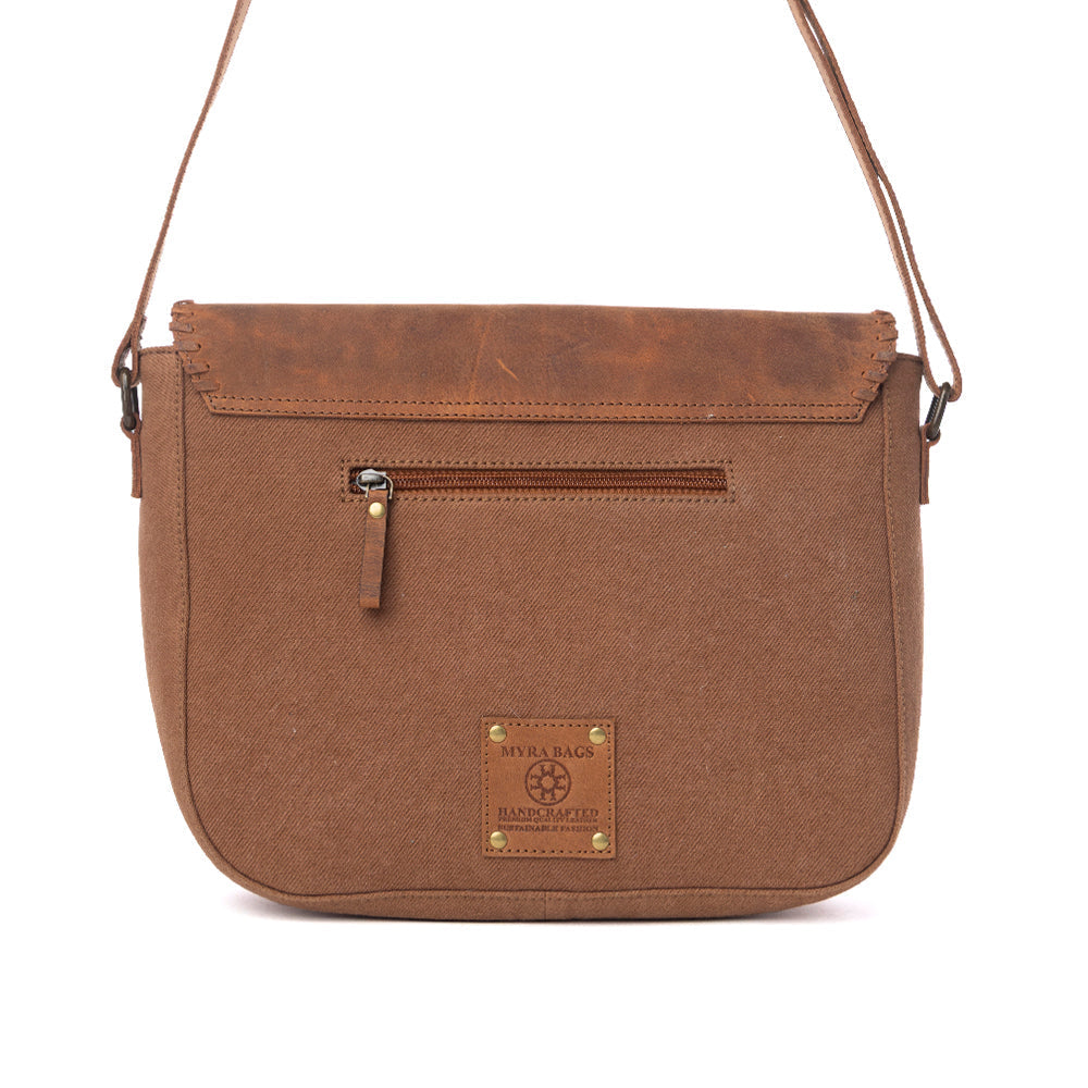 Myra Honey Field Hairon Leather Messenger Bag in Sable Mist Myra USA