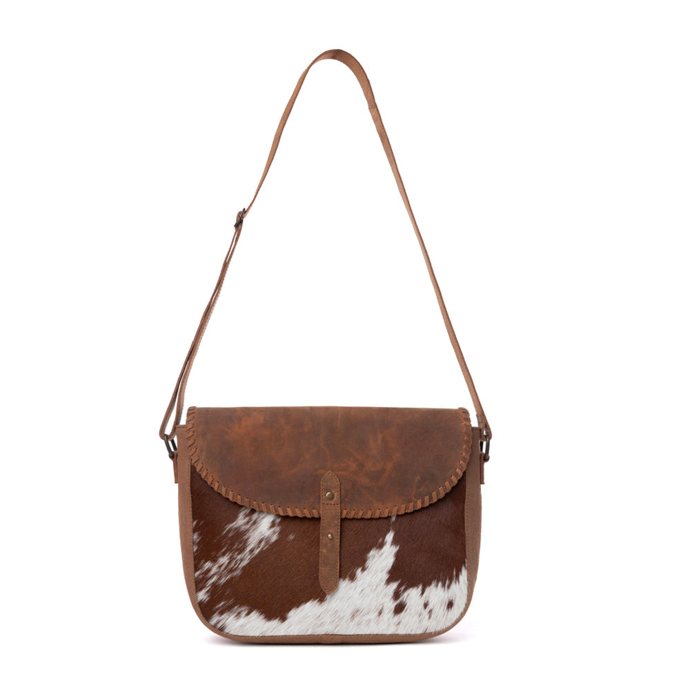 Myra Honey Field Hairon Leather Messenger Bag in Sable Mist Myra USA