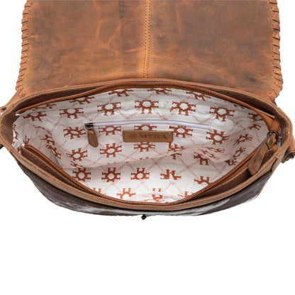 Myra Honey Field Hairon Leather Messenger Bag in Sable Mist Myra USA
