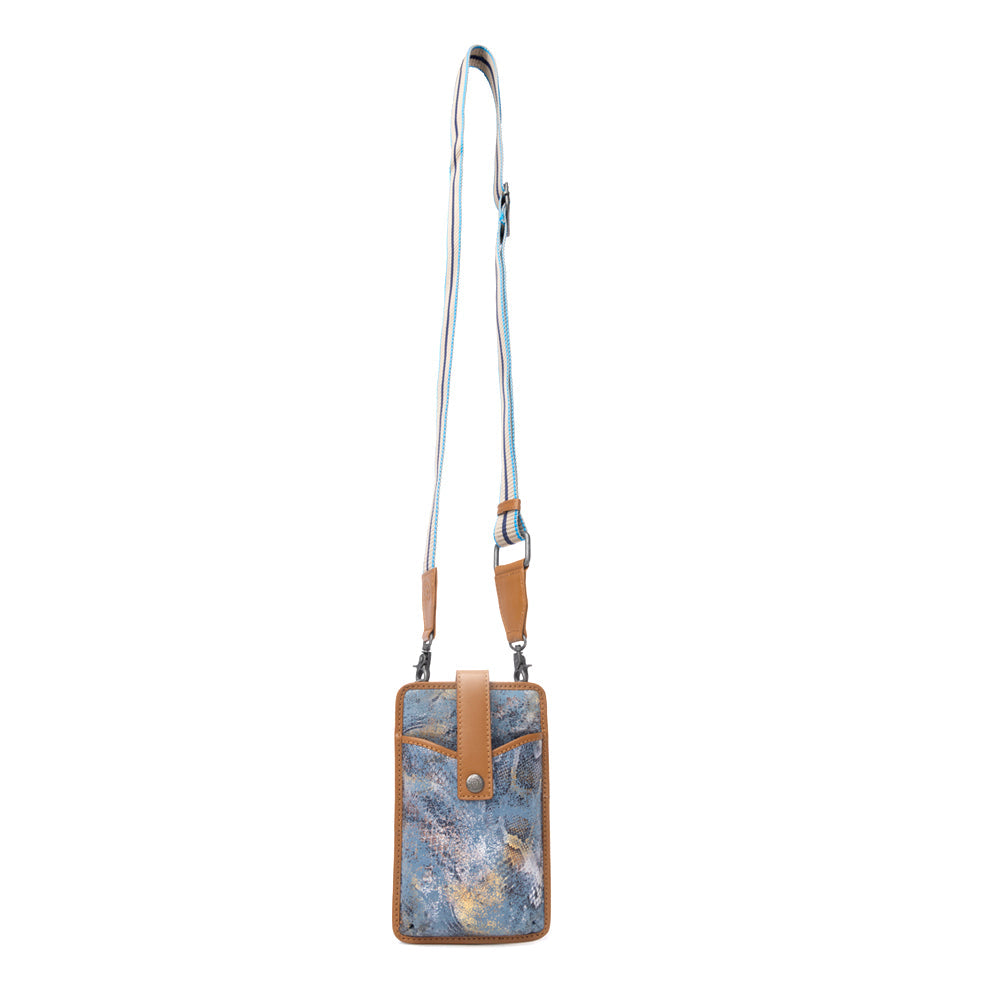 Myra Cedar Snake Print Leather Cell Phone Holder in Turquoise Sand Myra USA