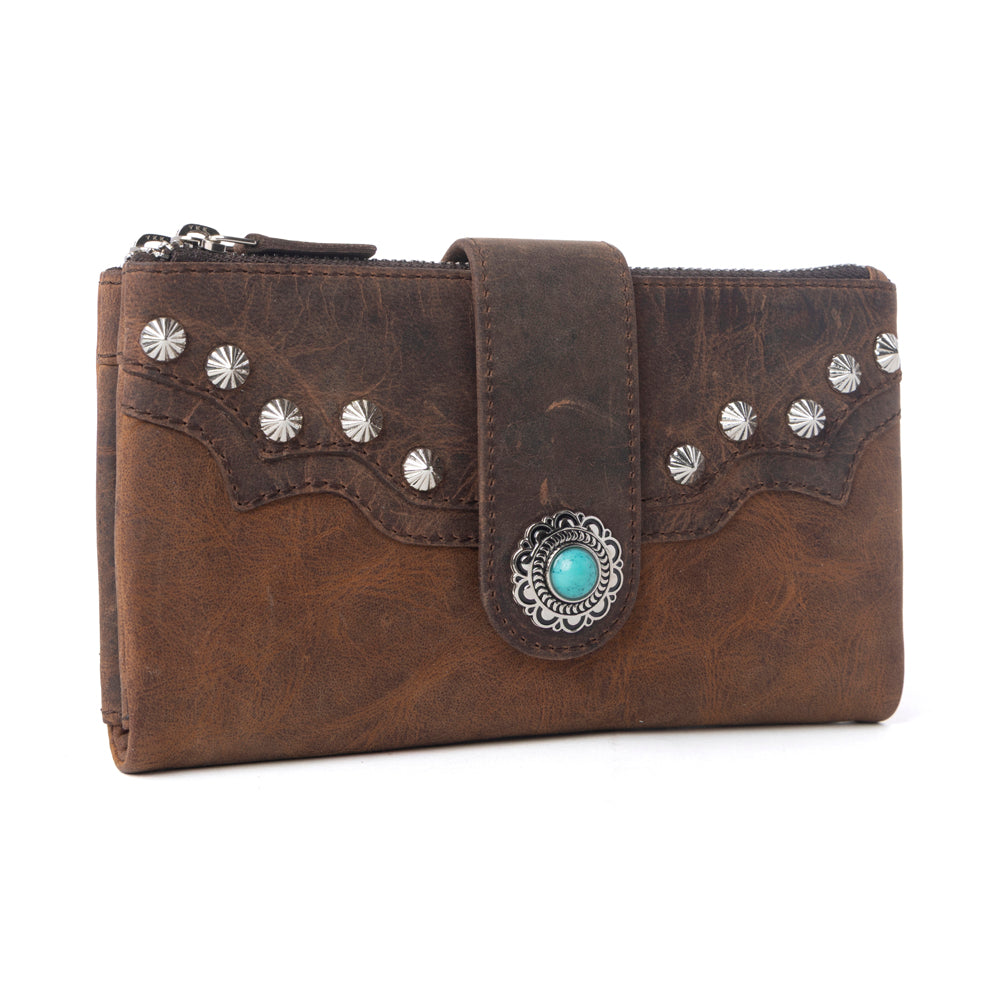 Myra Iron Hill Concho Leather Women’s Wallet in Ochre Veil Myra USA