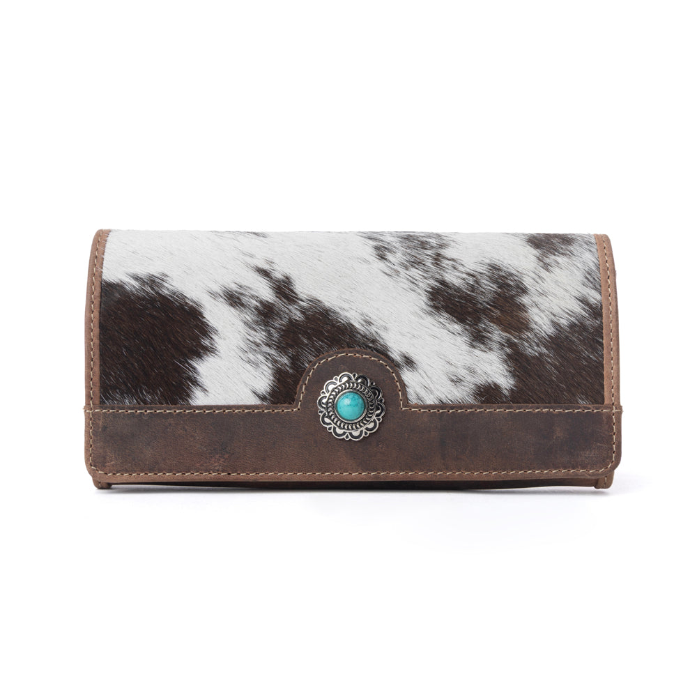 Myra Rustwood Concho Leather Women’s Wallet in Charcoal Cream Myra USA