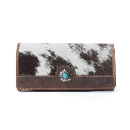 Myra Rustwood Concho Leather Women’s Wallet in Charcoal Cream Myra USA