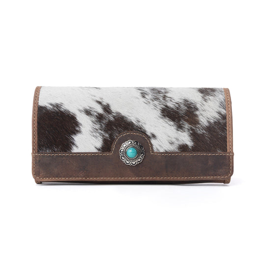 Myra Rustwood Concho Leather Women’s Wallet in Charcoal Cream Myra USA