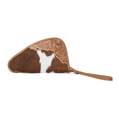 Myra Cinder Oak Handtooled Hairon Leather Gun Case in Sunlit Sand Myra USA