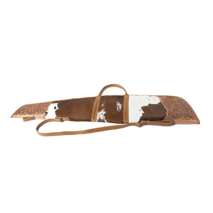 Myra Redstone Divide Handtooled Hairon Leather Gun Case in Mocha Brown Myra USA