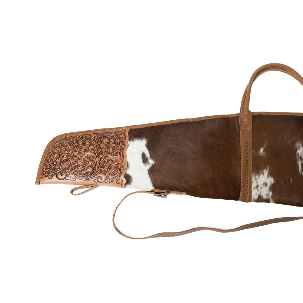 Myra Redstone Divide Handtooled Hairon Leather Gun Case in Mocha Brown Myra USA