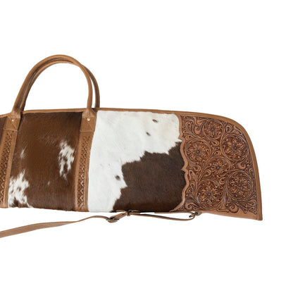 Myra Redstone Divide Handtooled Hairon Leather Gun Case in Mocha Brown Myra USA
