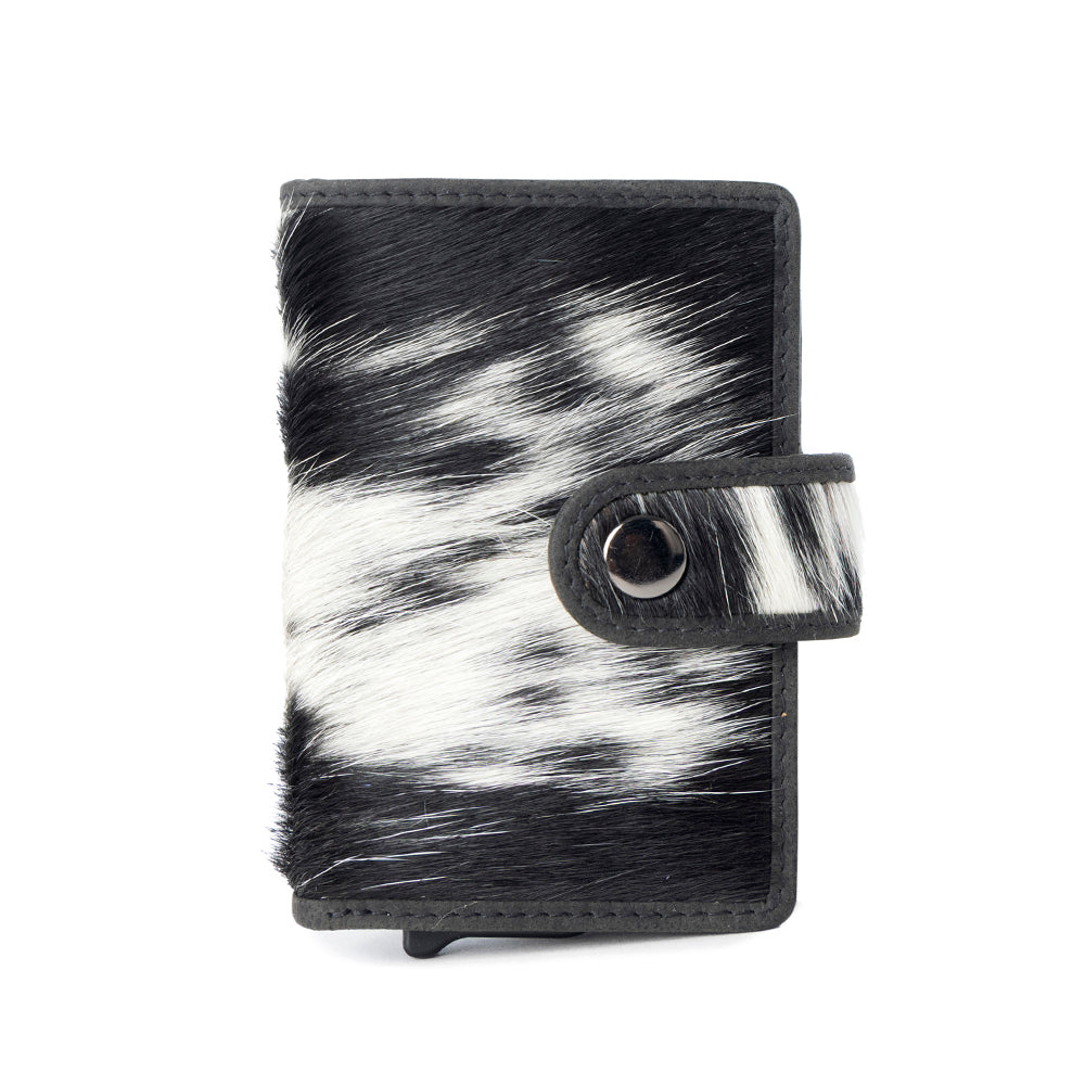 Myra Dune Star Hairon Leather Credit Card Holder in Black & White Myra USA