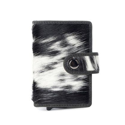 Myra Dune Star Hairon Leather Credit Card Holder in Black & White Myra USA