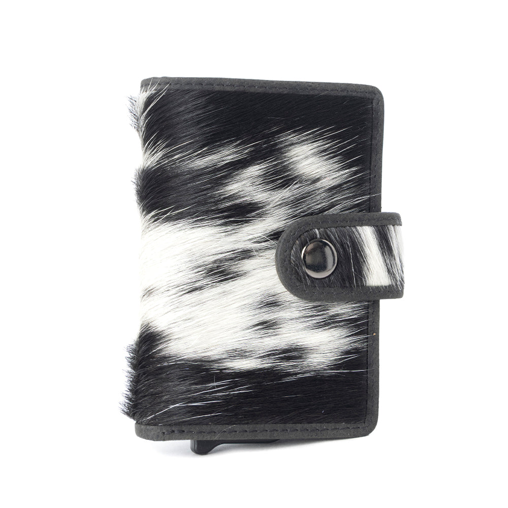 Myra Dune Star Hairon Leather Credit Card Holder in Black & White Myra USA
