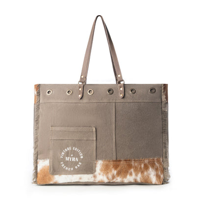 Myra Ranger Hide Western Weekender Bag for Women in olive with hairon detail Myra USA