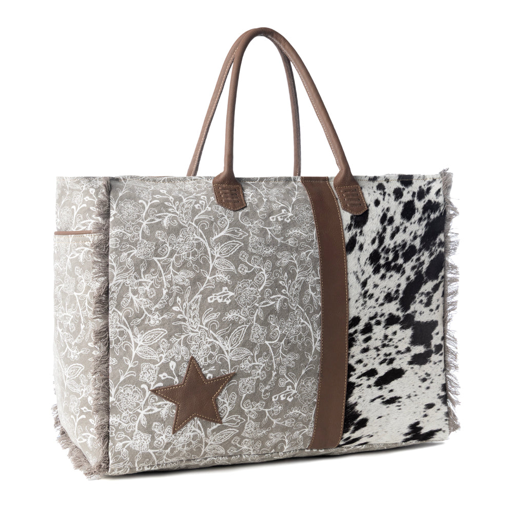 Myra Wildstar Pony Western Weekender Bag for Women in white with hairon detail Myra USA