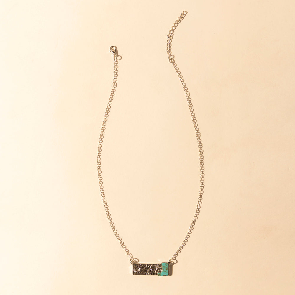 Myra Cowgirl Boot Charm Necklace for Women in Moonlit and Turquoise Myra USA