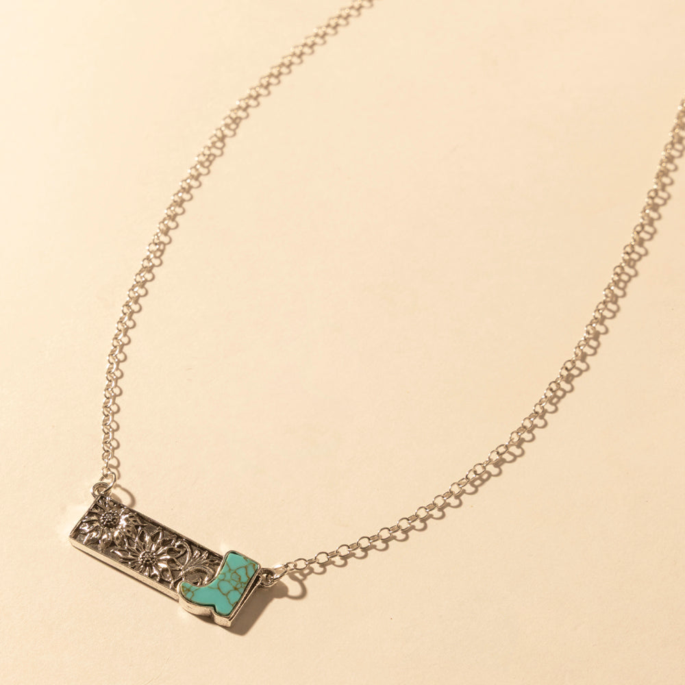 Myra Cowgirl Boot Charm Necklace for Women in Moonlit and Turquoise Myra USA