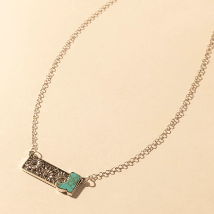 Myra Cowgirl Boot Charm Necklace for Women in Moonlit and Turquoise Myra USA