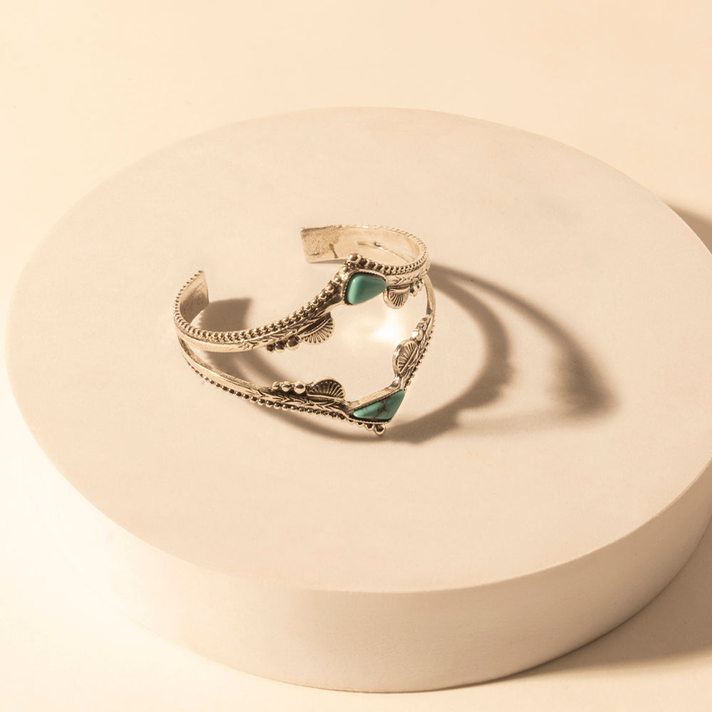 Myra Pueblo Stack Cuff Bracelets for Women with turquoise, and feather stone detail for western wear Myra USA