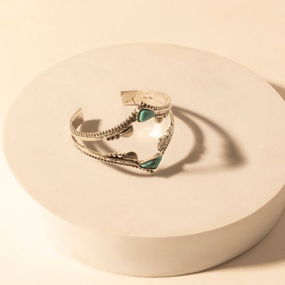Myra Pueblo Stack Cuff Bracelets for Women with turquoise, and feather stone detail for western wear Myra USA