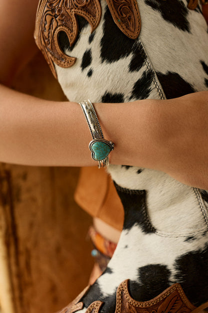 Myra Wildheart Stone Cuff Bracelet for Women with turquoise and arrow detail for everyday western wear Myra USA
