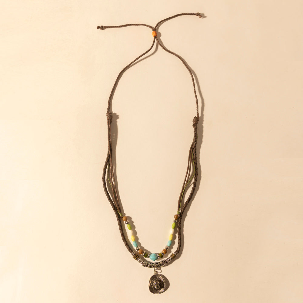 Myra Santa Rosa Beaded Drawstring Necklace for Women with beads and concho detail for western wear Myra USA