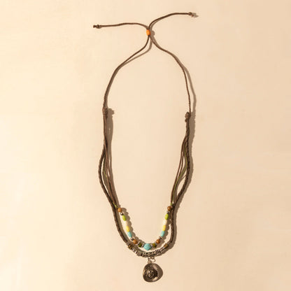 Myra Santa Rosa Beaded Drawstring Necklace for Women with beads and concho detail for western wear Myra USA