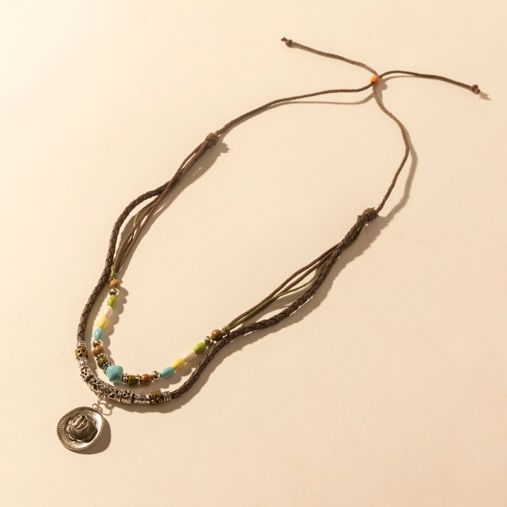 Myra Santa Rosa Beaded Drawstring Necklace for Women with beads and concho detail for western wear Myra USA