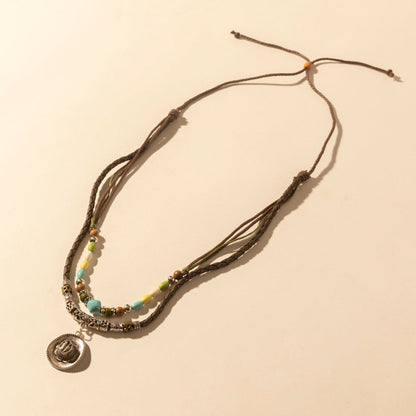 Myra Santa Rosa Beaded Drawstring Necklace for Women with beads and concho detail for western wear Myra USA