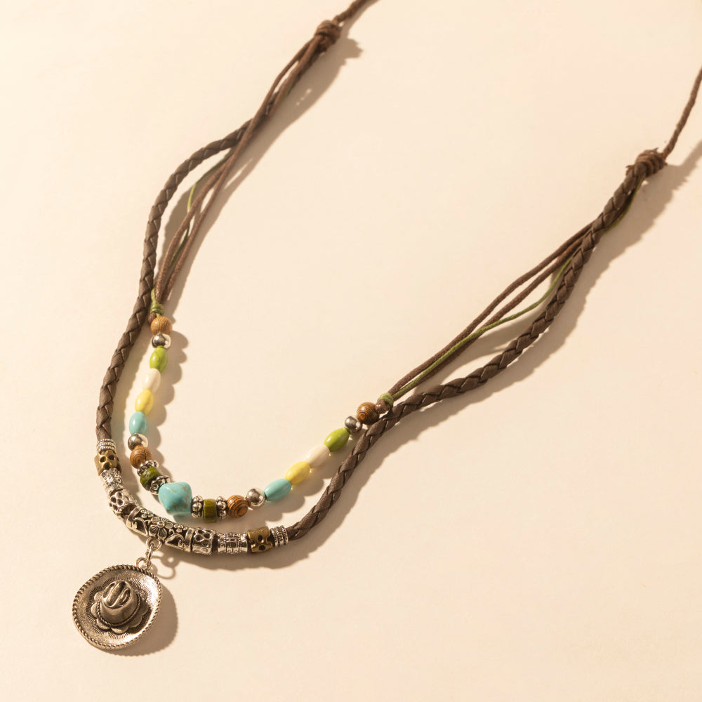 Myra Santa Rosa Beaded Drawstring Necklace for Women with beads and concho detail for western wear Myra USA