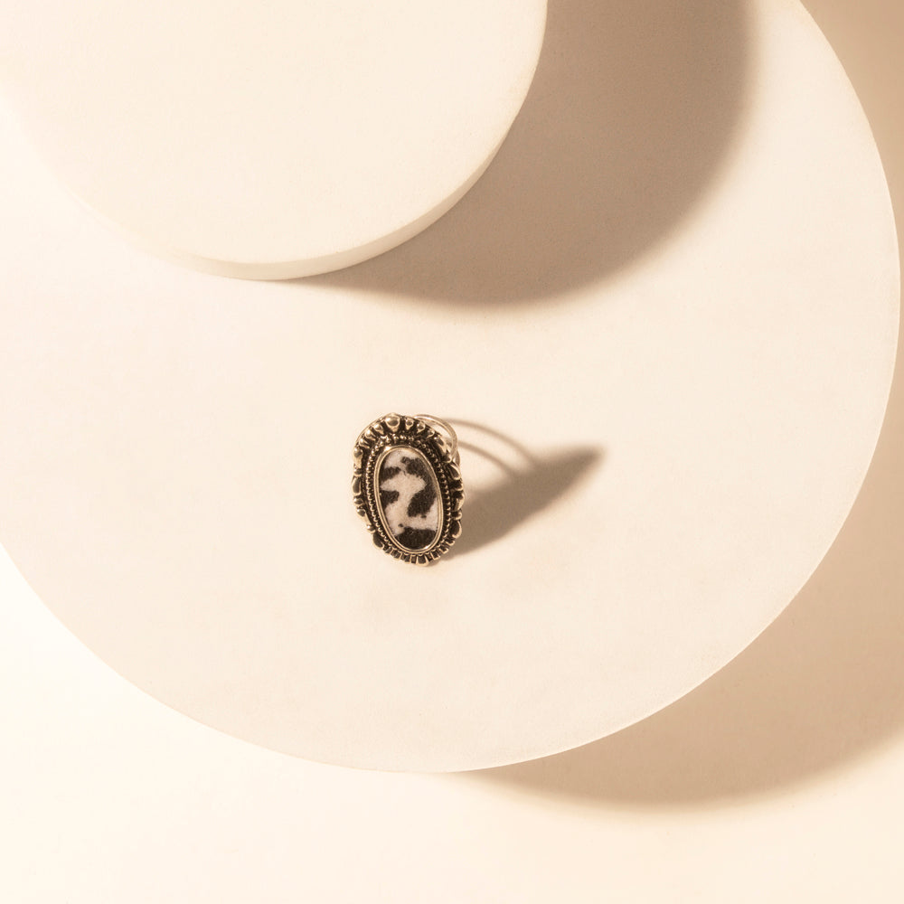 Myra Outlaw Hide Statement adjustable Ring for Women with hair-on cowhide detail for premium western wear Myra USA