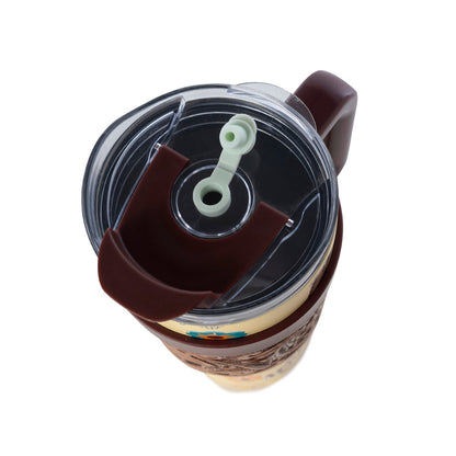 Myra Trailkissed Western Tumbler in Yellow Stainless Steel with Leather Wrap and Handle for Everyday Use Myra USA