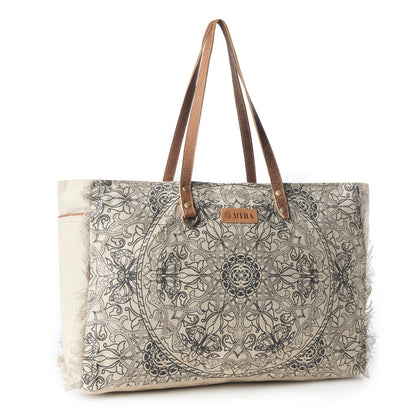 Myra Wildmandala Weekender Bag for Women in ivory with vintage print detail Myra USA