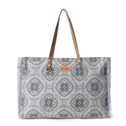 Myra Wild Compass Weekender Bag for Women in sage with vintage print detail Myra USA