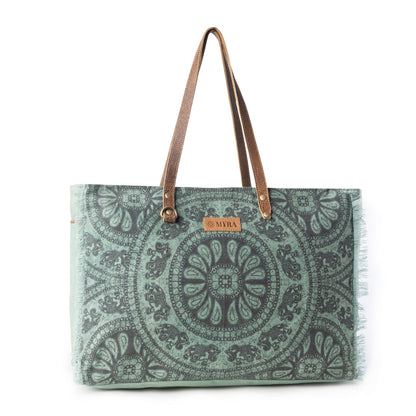 Myra Wildtusk Weekender Bag for Women in green with vintage print detail Myra USA