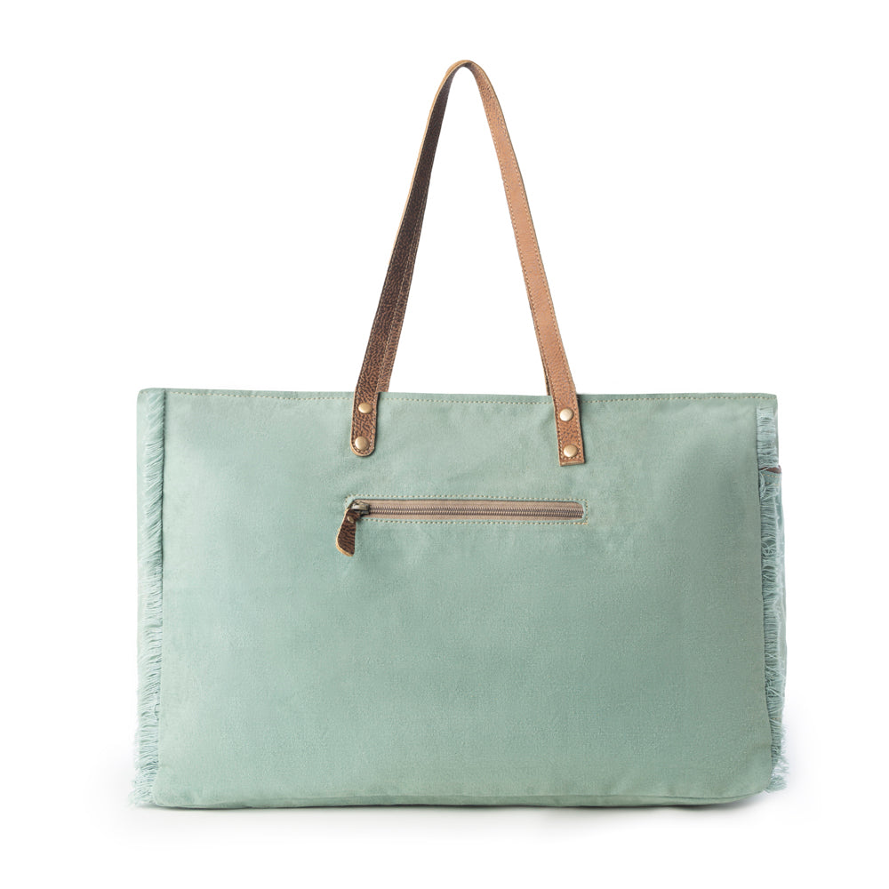 Myra Wildtusk Weekender Bag for Women in green with vintage print detail Myra USA
