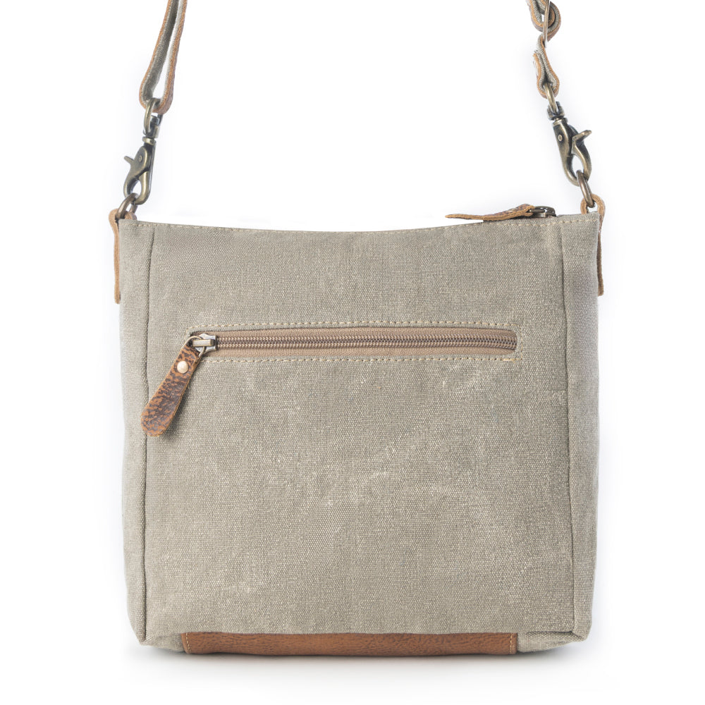 Myra Damask Trail Vintage Crossbody Bag for Women in sage with print detail Myra USA
